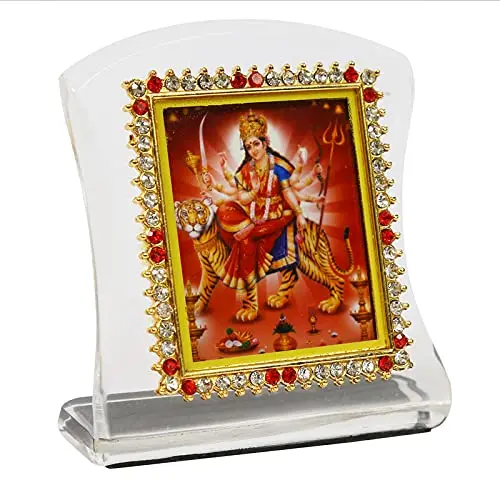 BISMAADH Shera Wali Mata Religious Idol Acrylic Showpiece Figurine 8cm (3.15in) | Handmade Traditional Decor - view 2