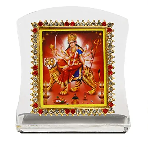 BISMAADH Shera Wali Mata Religious Idol Acrylic Showpiece Figurine 8cm (3.15in) | Handmade Traditional Decor - view 4
