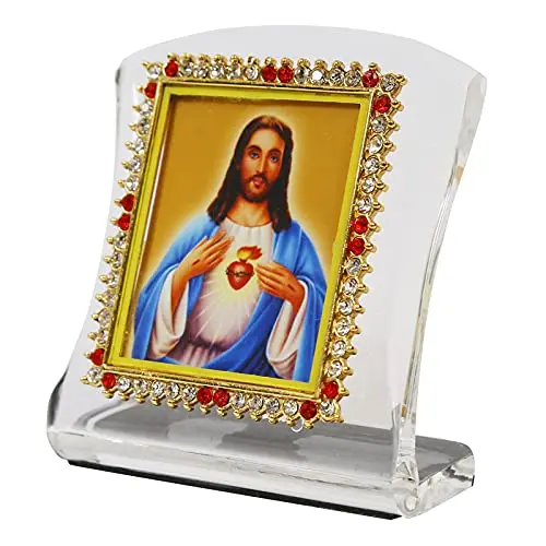 BISMAADH Jesus Christ Religious Idol Acrylic Showpiece Figurine 8cm (3.15in) | Handmade for Car Dashboard, Home & Office - main product image