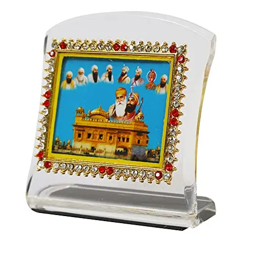 BISMAADH Das Guru & Golden Temple Religious Idol Acrylic Showpiece Figurine 2.76 inches (7cm) | Handmade for Car Dashboard, Home & Office - main product image