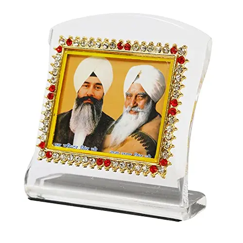 BISMAADH Radha Soami Religious Idol Acrylic Showpiece Figurine 3.15 x 2.76 x 1.57 inches (8 x 7 x 4cm) | Handmade for Car Dashboard, Home & Office - main product image