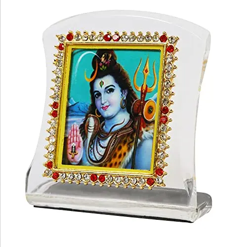 BISMAADH Shiv Ji Religious Idol Acrylic Showpiece Figurine 8cm (3.15in) | Handmade for Car Dashboard, Home & Office Decor - main product image