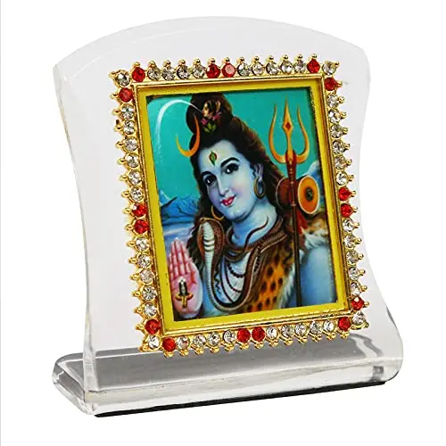 BISMAADH Shiv Ji Religious Idol Acrylic Showpiece Figurine 8cm (3.15in) | Handmade for Car Dashboard, Home & Office Decor - view 2