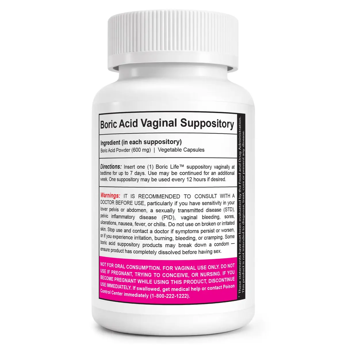 NutraBlast Boric Life Boric Acid Suppositories for Women 600mg 14 Count | Supports Odor Control, Intimate Health Support, 100% Pure, Vegetable Capsules - view 2