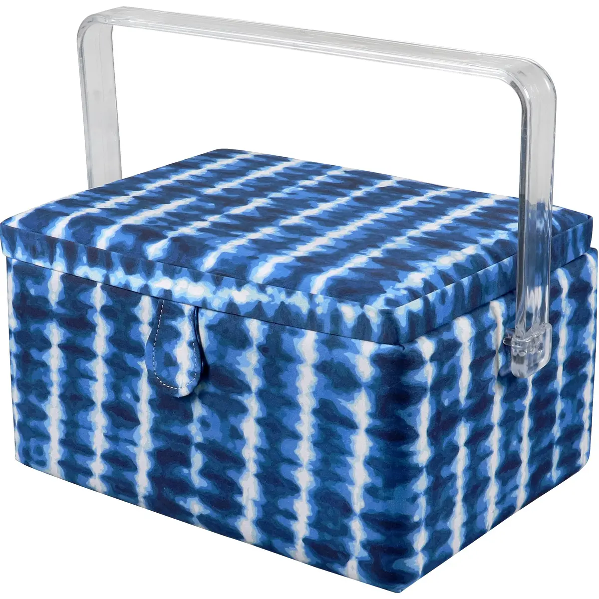 SINGER Large Sewing Basket with Notions & Matching Pin Cushion | Modern Blue Tie Dye Design, 11.75in x 8in x 6in - view 4