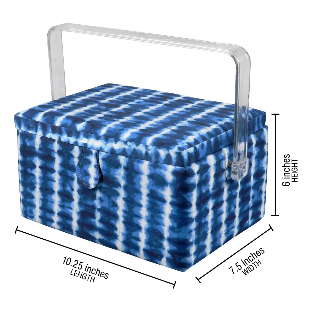SINGER Large Sewing Basket with Notions & Matching Pin Cushion | Modern Blue Tie Dye Design, 11.75in x 8in x 6in - view 3