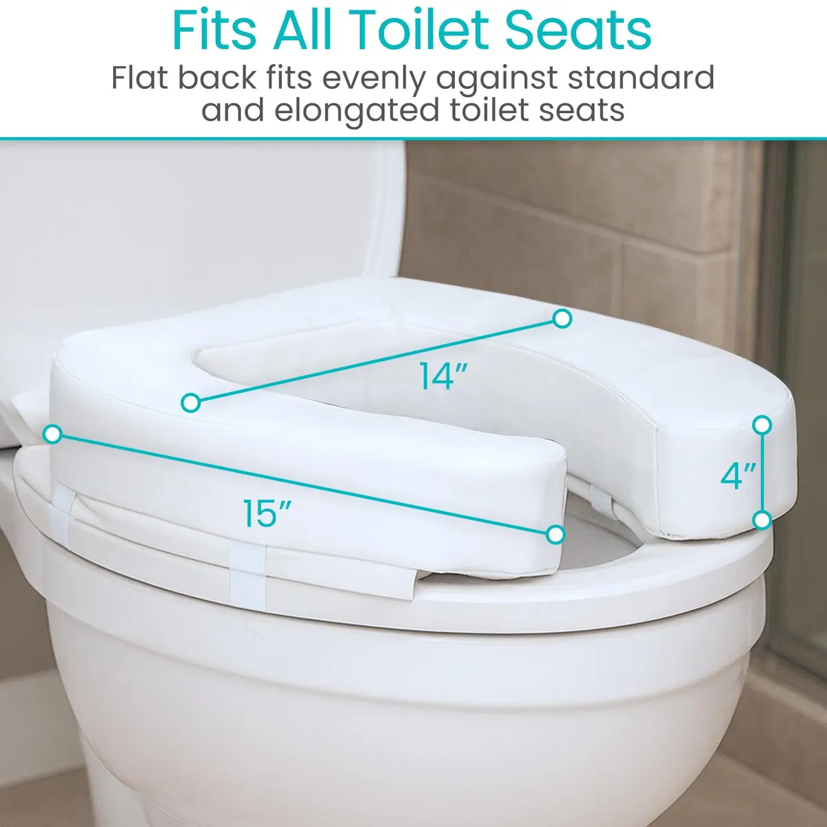Vive Toilet Seat Cushion with 4" Foam Core - Fits Standard & Elongated Seats | Padded Comfort Riser - view 5