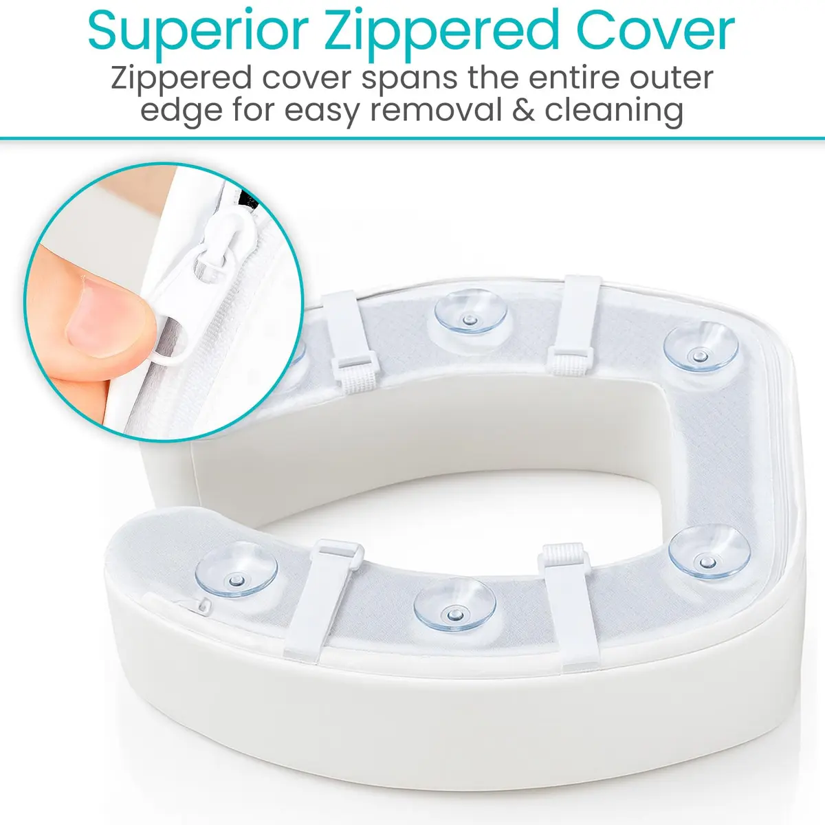 Vive Toilet Seat Cushion with 4" Foam Core - Fits Standard & Elongated Seats | Padded Comfort Riser - view 8