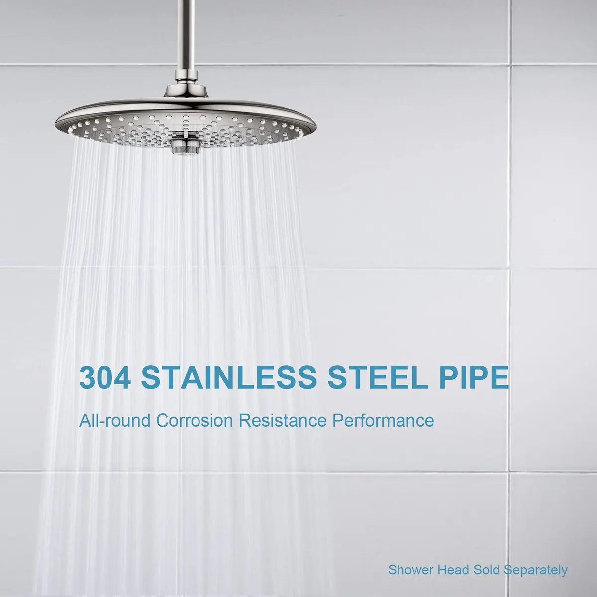 OFFO 16 inch (40.46cm) Brushed Nickel Ceiling Mount Shower Arm with Flange | Straight Rain Shower Extension - view 3