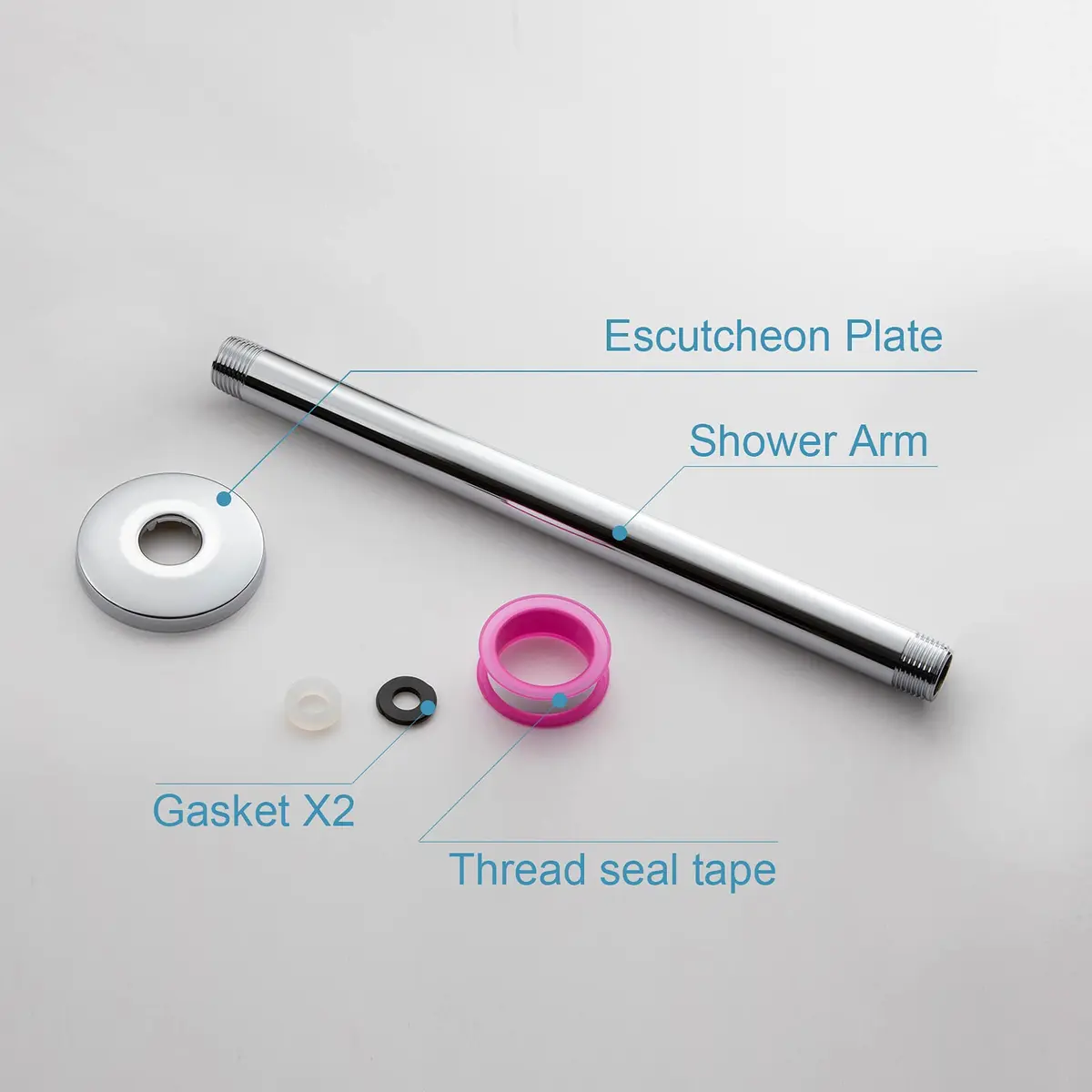 OFFO 10 inch (25.4cm) Ceiling Mount Shower Arm with Flange | Stainless Steel Chrome Finish - view 6