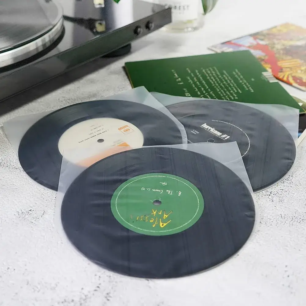 sdroceRyaM 10-Inch Vinyl Record Inner Sleeves Round Bottom Protective Sleeve 50PCS 25.5cm (10.04 x 10.12 inches) - view 7