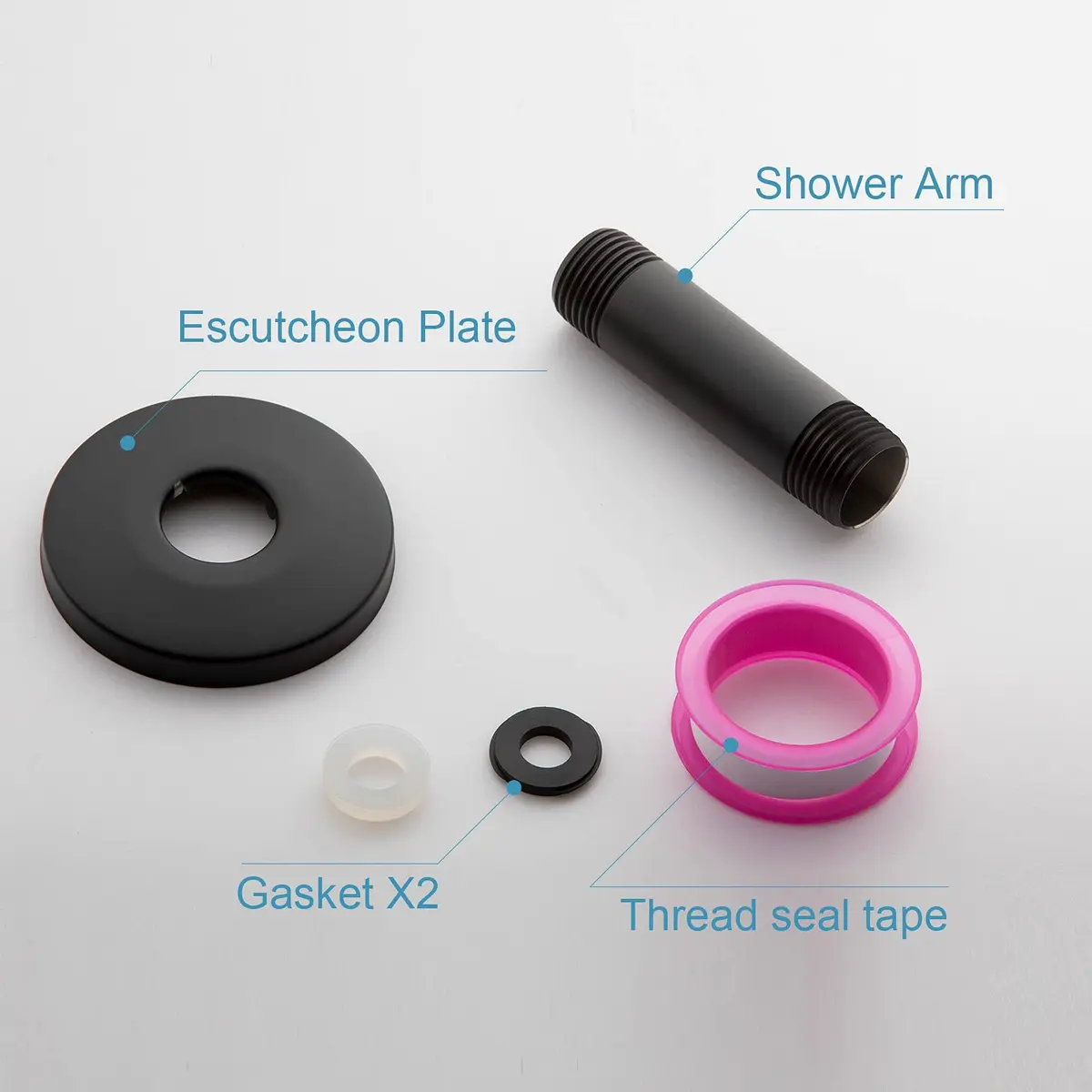 OFFO 3 inch Ceiling Mount Shower Arm with Flange, Matte Black | Straight Arm for Fixed Shower Head & High Pressure Rain - view 5