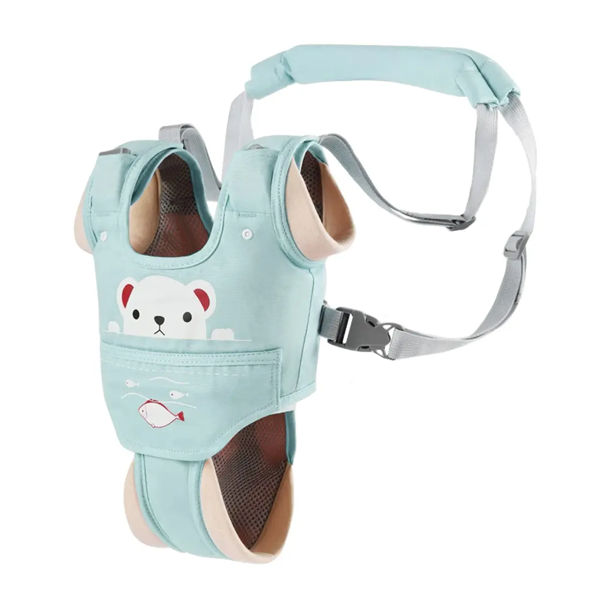 Ocanoiy Baby Walking Harness Handheld Baby Walker Assistant Belt Green | Adjustable Toddler Infant Walker Harnesses Standing Up and Walking Learning Helper With Detachable Crotch for 9-24 Month Old - view 2