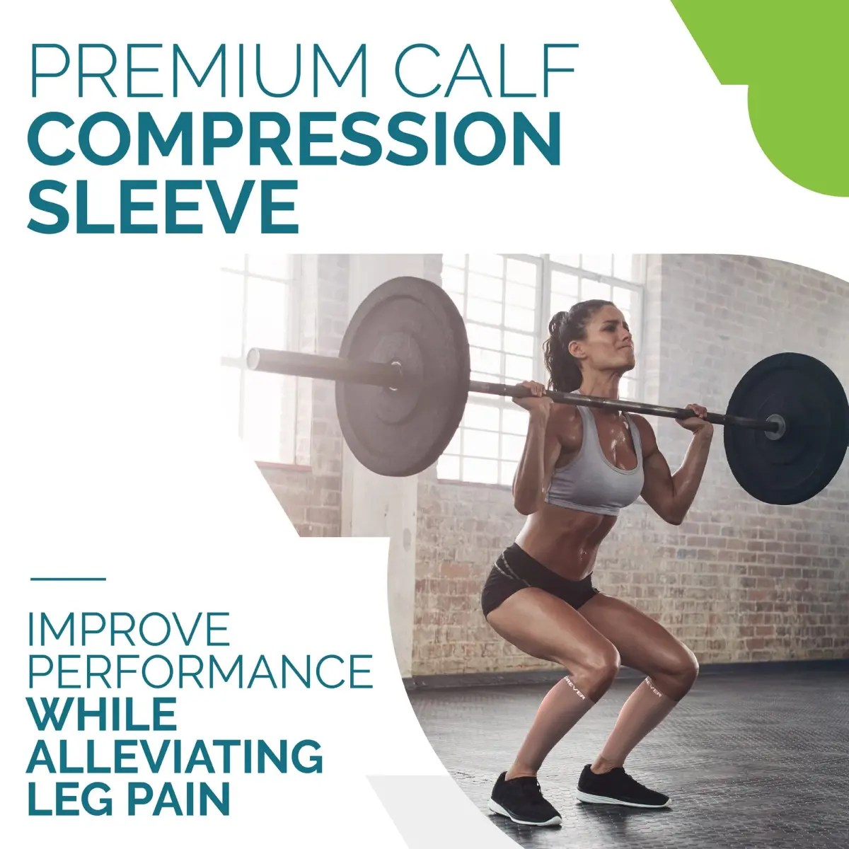Run Forever Calf Compression Sleeve X-Large Nude | 20-30mmHg Graduated Compression for Pain Relief & Recovery - view 3