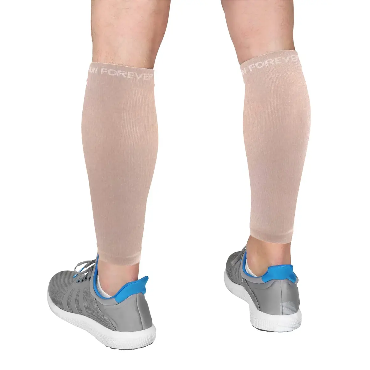 Run Forever Calf Compression Sleeve Large Nude | 20-30mmHg Graduated Support for Shin Splints & Varicose Veins - main product image
