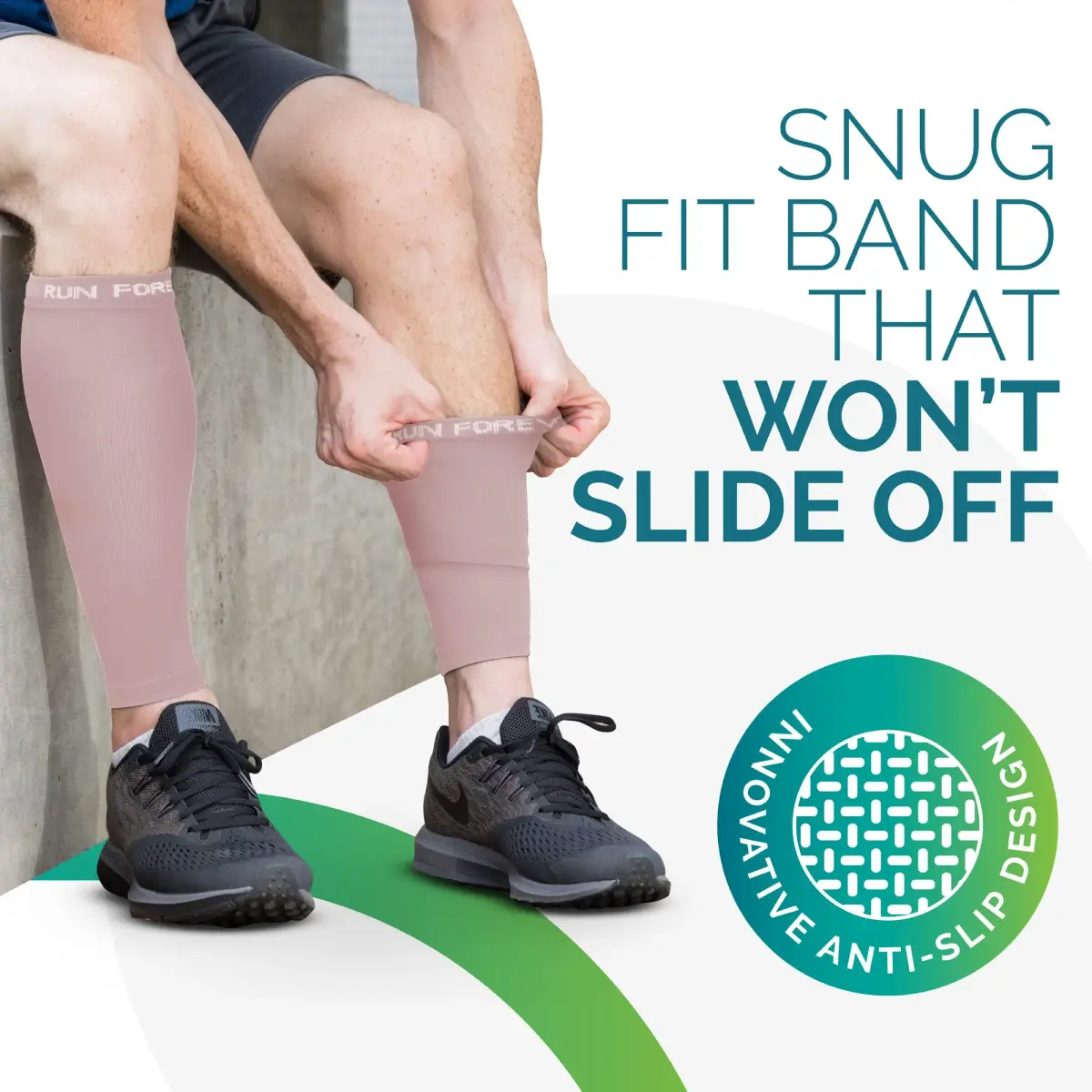 Run Forever Calf Compression Sleeve for Men & Women, 20-30mmHg Compression, Small, Nude | FDA Approved Leg Sleeve - view 9