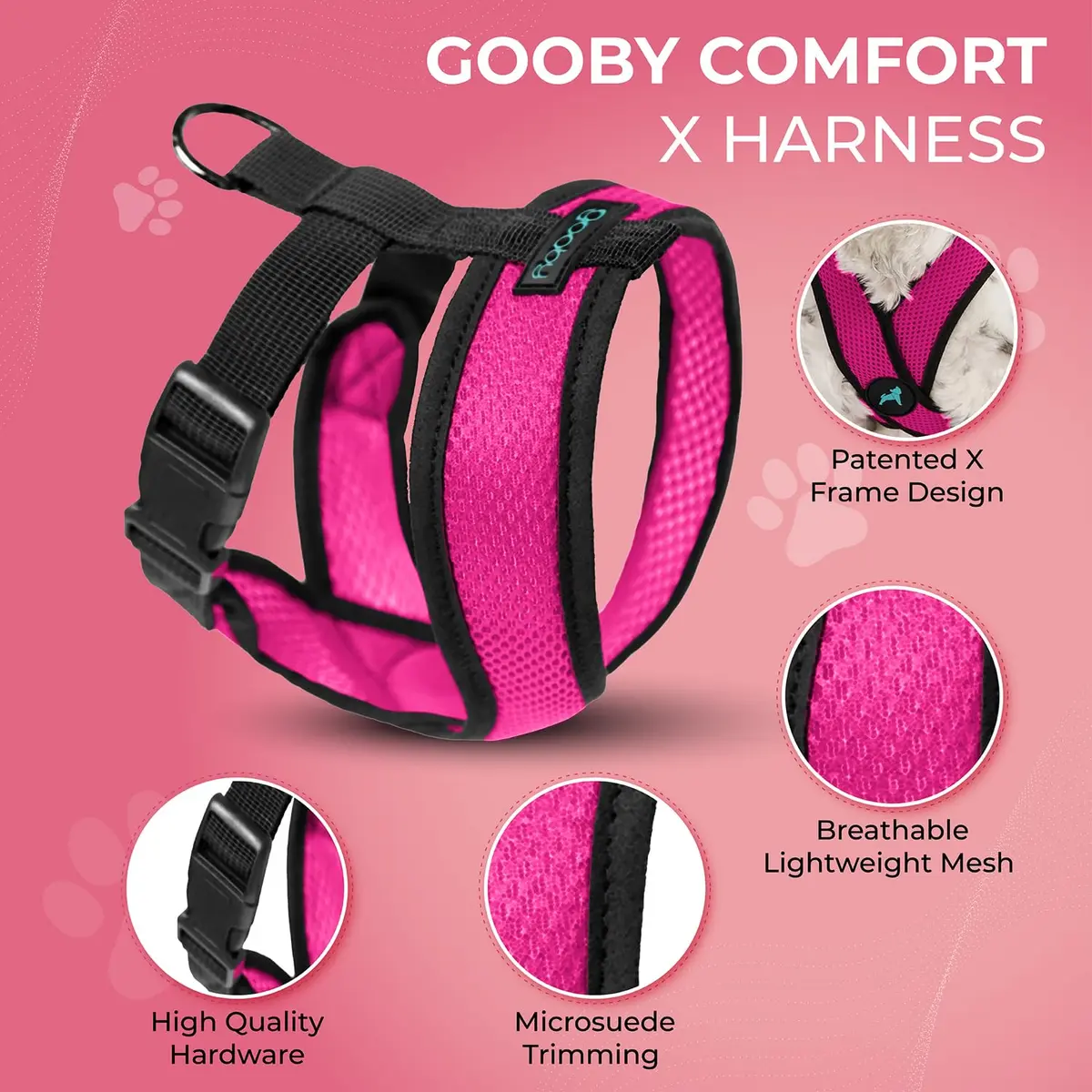 Gooby Comfort X Head-in Dog Harness, Choke-Free, Flamingo Pink, Large (17-22.5" Chest) - view 2