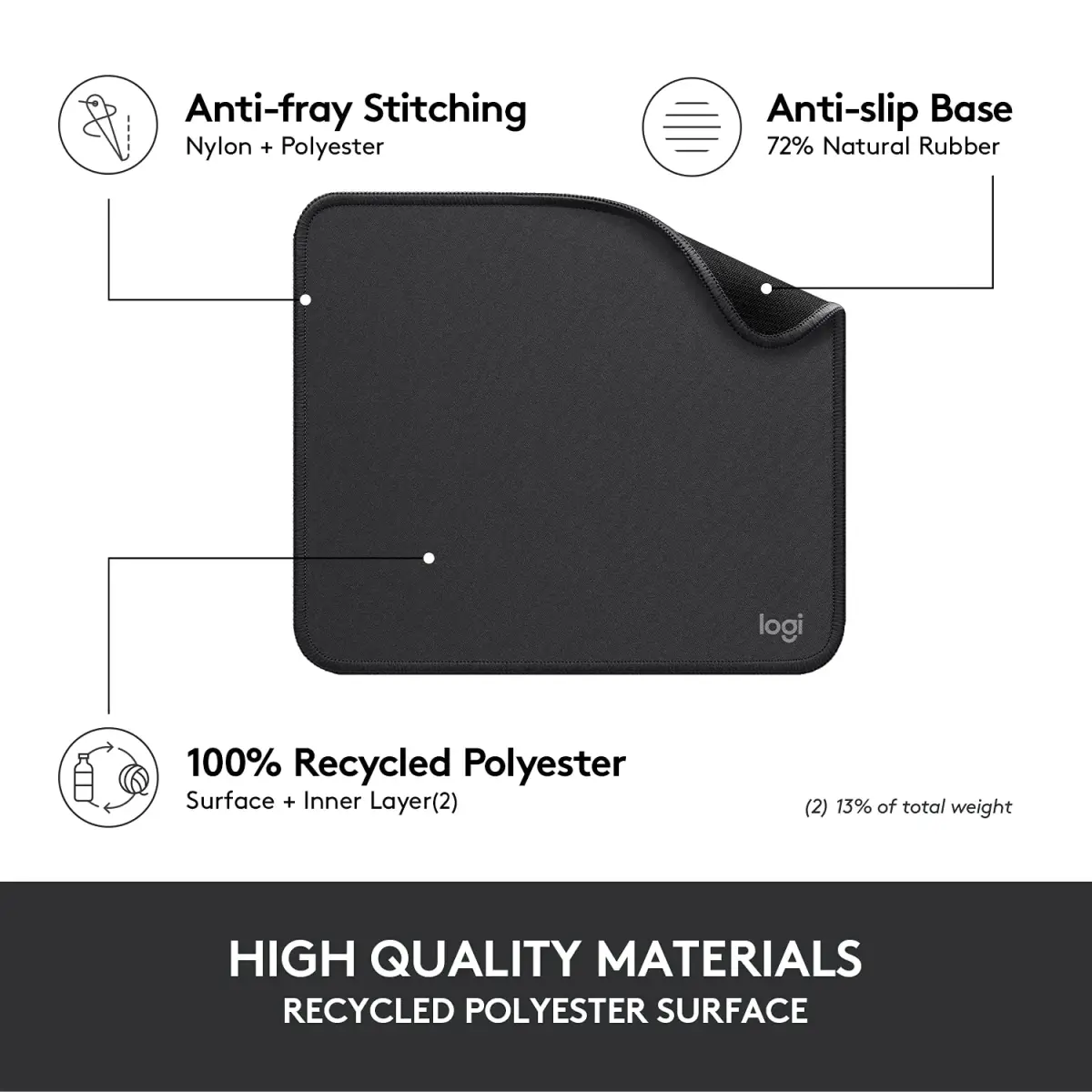 Logitech Studio Series Computer Mouse Pad - Graphite 20 x 23 cm (7.9 x 9.1 in) | Smooth Glide & Spill-Resistant - view 4