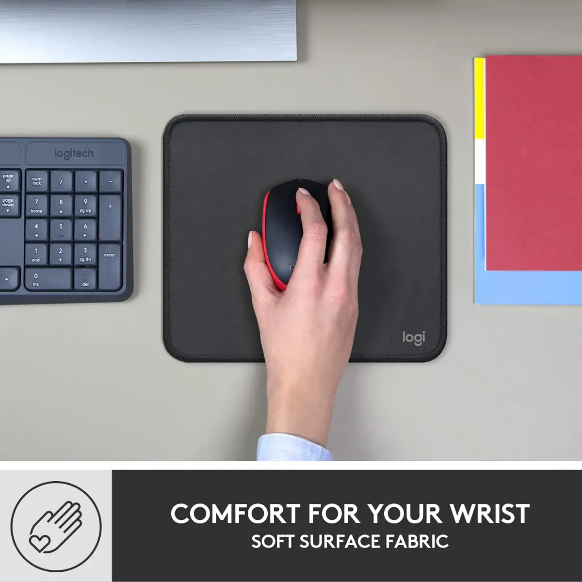 Logitech Studio Series Computer Mouse Pad - Graphite 20 x 23 cm (7.9 x 9.1 in) | Smooth Glide & Spill-Resistant - view 6