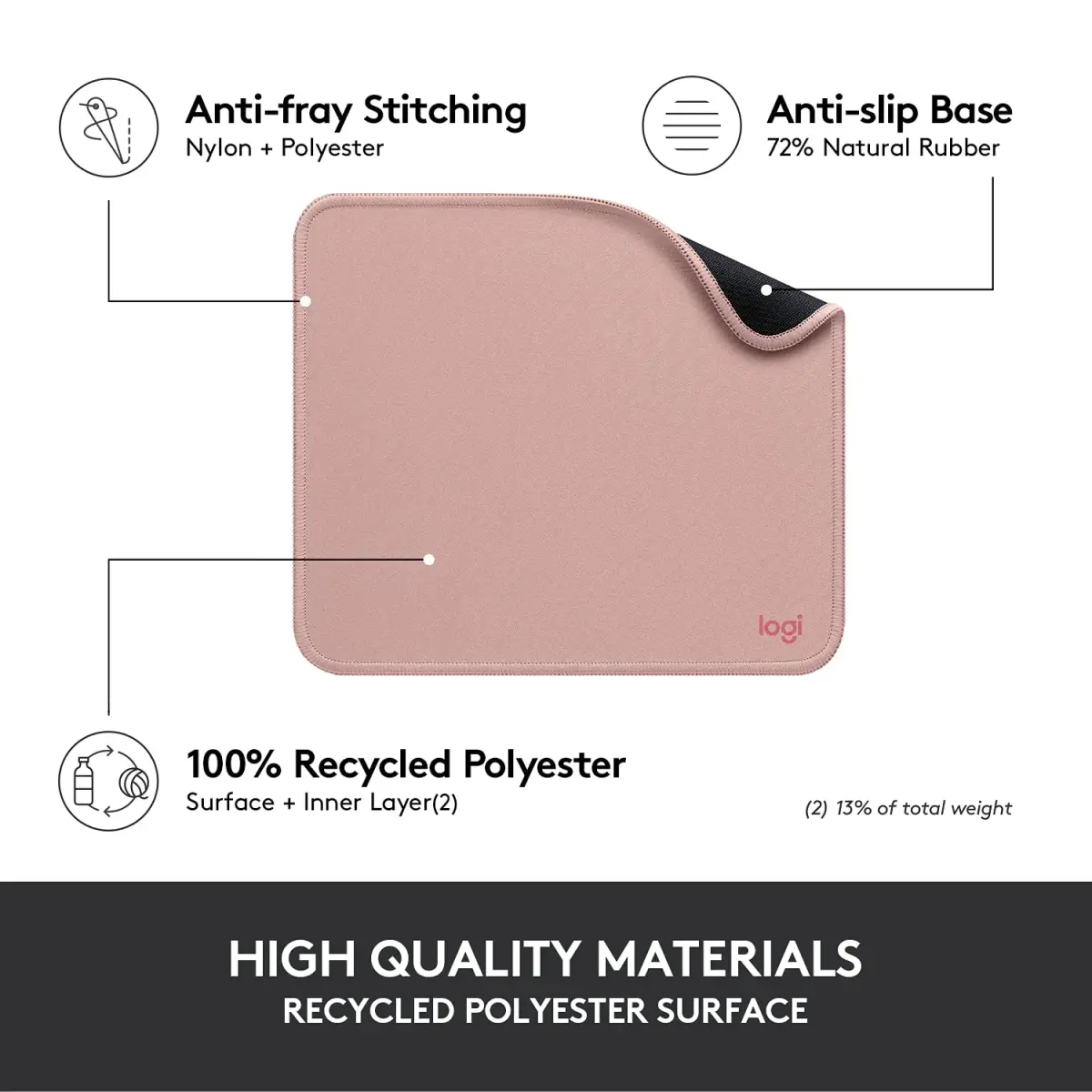 Logitech Studio Series Mouse Pad - Darker Rose, 20cm x 23cm (7.9 x 9.1 in) - view 5