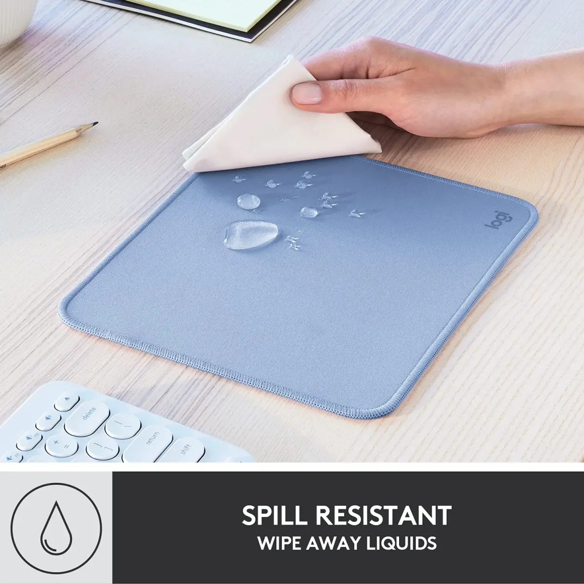 Logitech Studio Series Mouse Pad - Blue Grey 20cm (7.9in) x 23cm (9.1in) | Smooth Glide & Spill-Repellent Surface - view 3