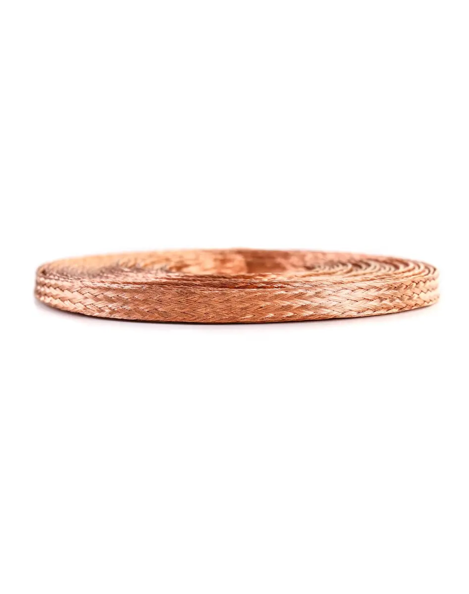 QWORK Flat Copper Braid Cable 20ft | Flexible Grounding Wire Mesh for Electronics & Radiation Shielding - view 2