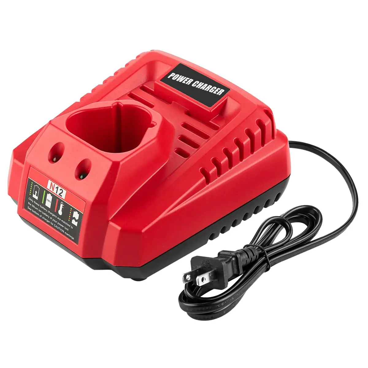 Ahomtikk 12V Single Port Rapid Battery Charger | Fast Charging for Milwaukee 12V Lithium-Ion Batteries (100-240V Input) - main product image