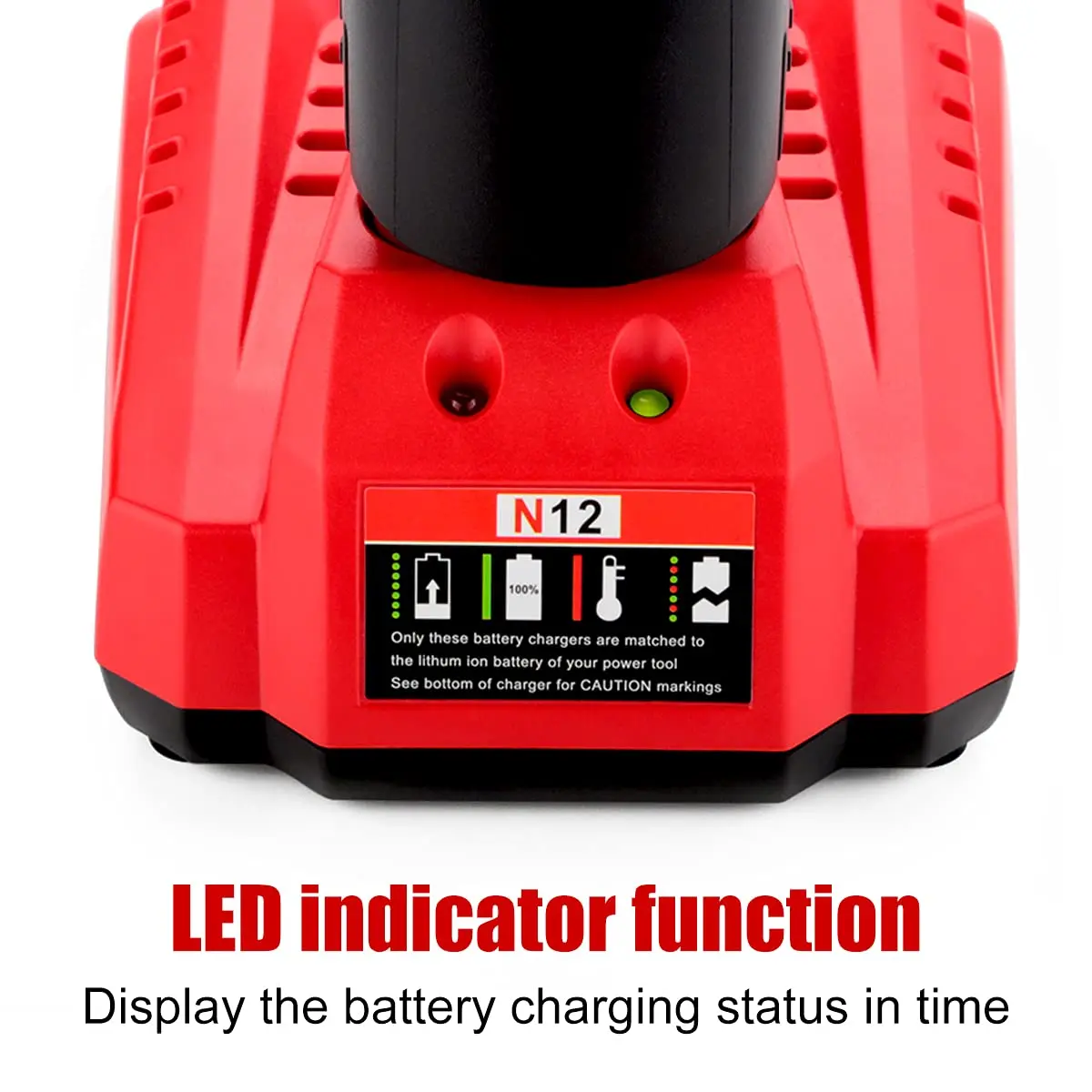 Ahomtikk 12V Single Port Rapid Battery Charger | Fast Charging for Milwaukee 12V Lithium-Ion Batteries (100-240V Input) - view 3