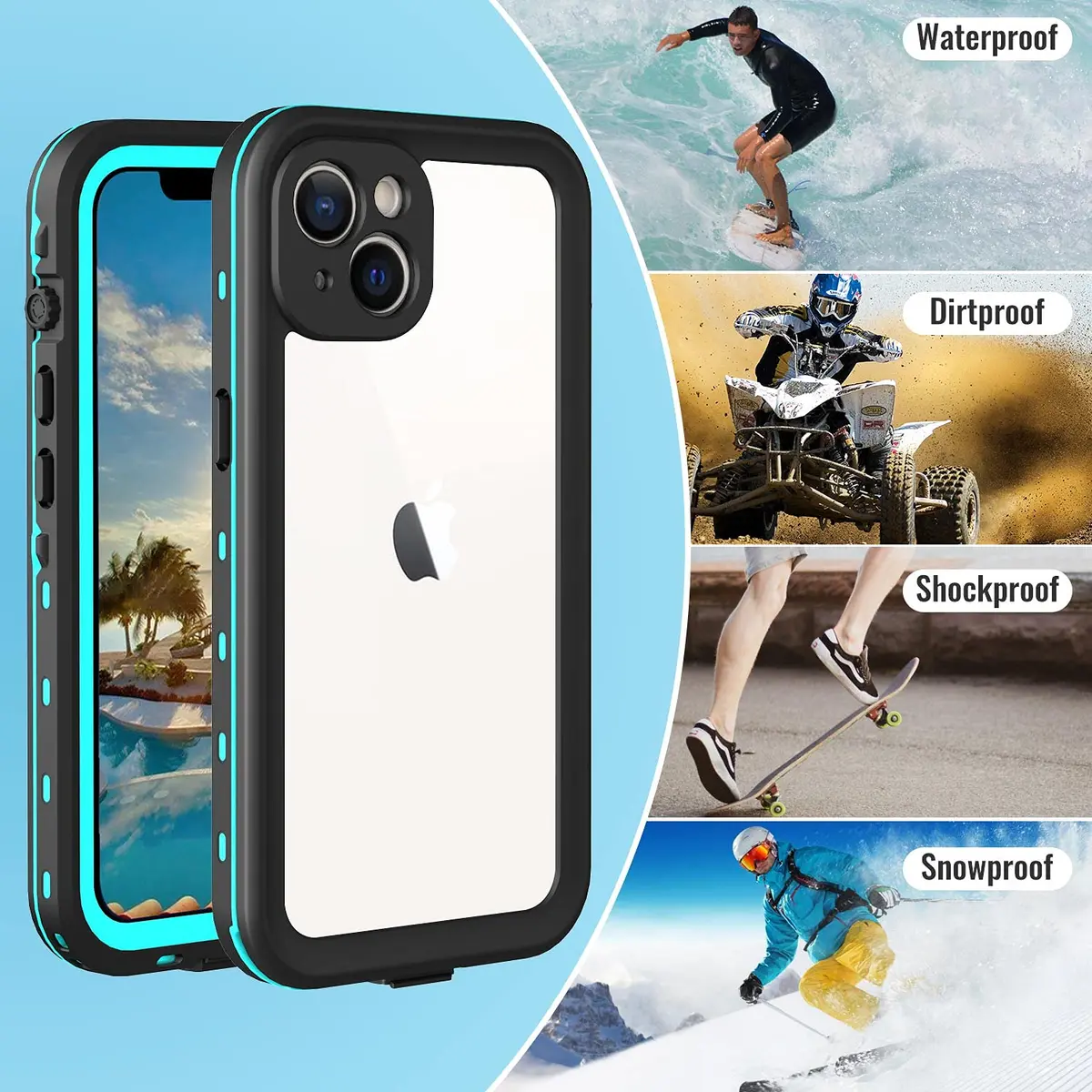 Transy Waterproof Phone Case for iPhone 13 | IP68 Shockproof Dust-Proof Full Body Cover - view 6