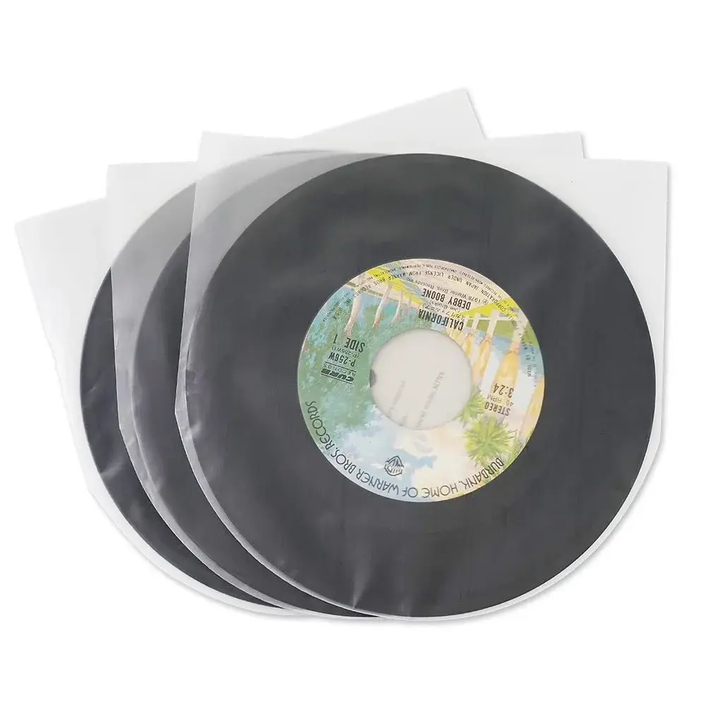 sdroceRyaM 7 Inches Vinyl Record Inner Sleeves 50PCS Anti-Static Plastic Round Bottom | EP Protective Sleeves for 45 RPM Vinyl Record - main product image