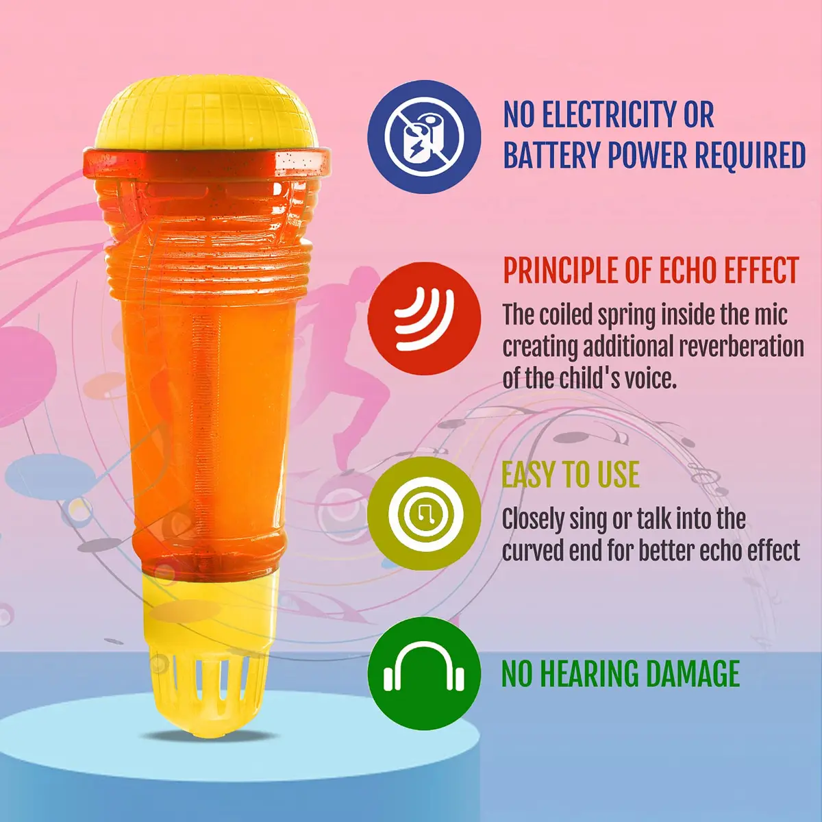 Novelty Place Echo Mic for Kids and Toddlers | Battery-Free Retro Toy for Singing & Speech - view 3