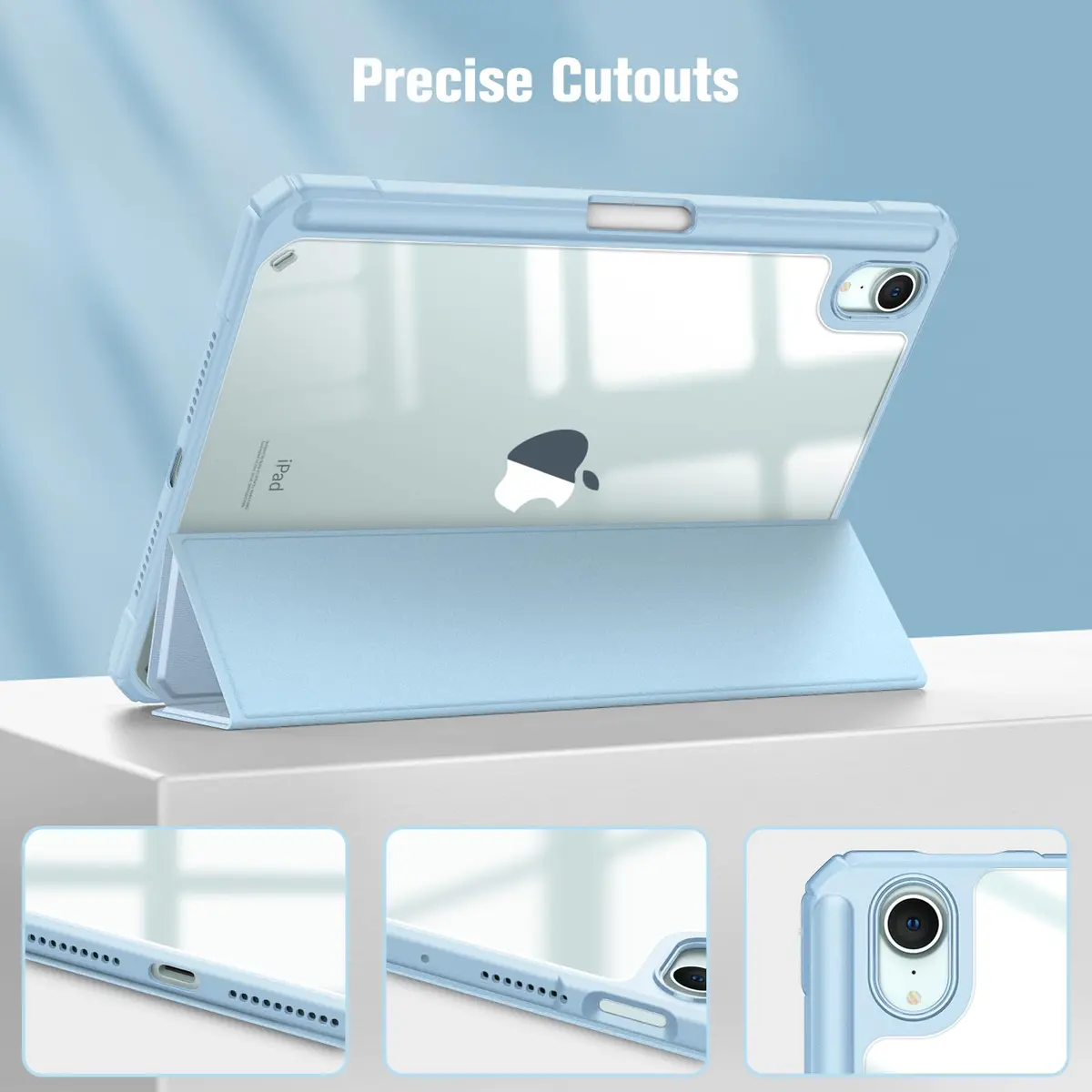 Fintie Clear Case for iPad mini 7th Gen (A17 Pro) / mini 6 8.3" | Slim Fit Shockproof TPU Bumper with Built-in Pencil Holder & Stand - view 9