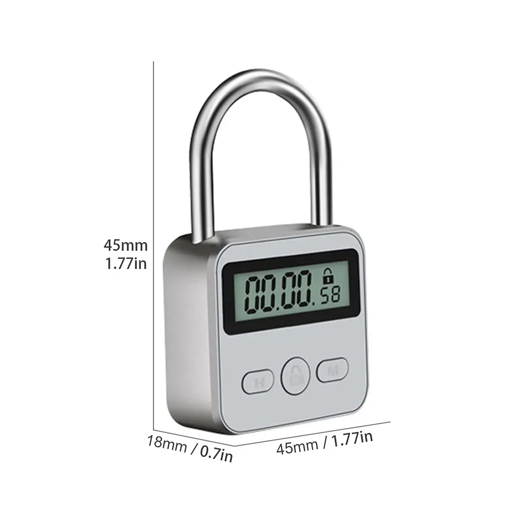 Tookie Metal Timer Lock with LCD Display, 99 Hours Max Timing, USB Rechargeable | Silver - view 5