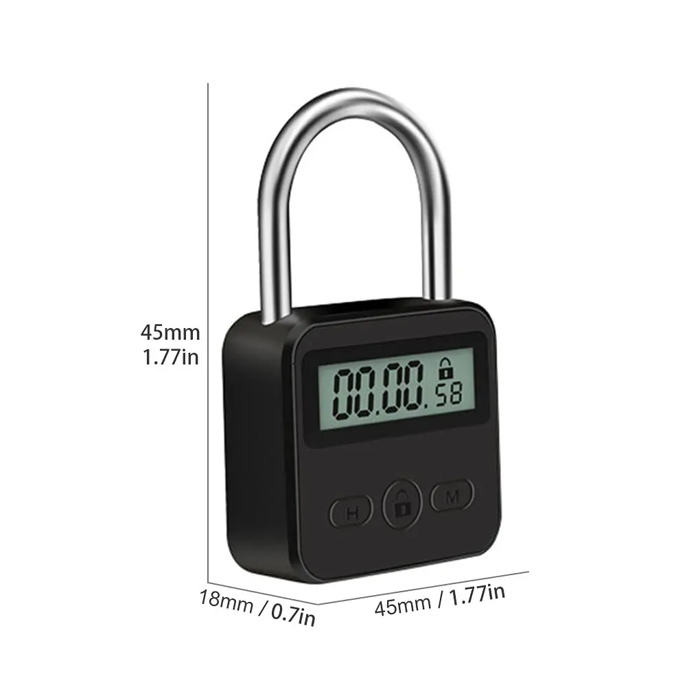 Tookie Metal Timer Lock with LCD Display, USB Rechargeable, 99 Hours Max Timing | Heavy Duty Electronic Time Out Padlock (Black) - view 5