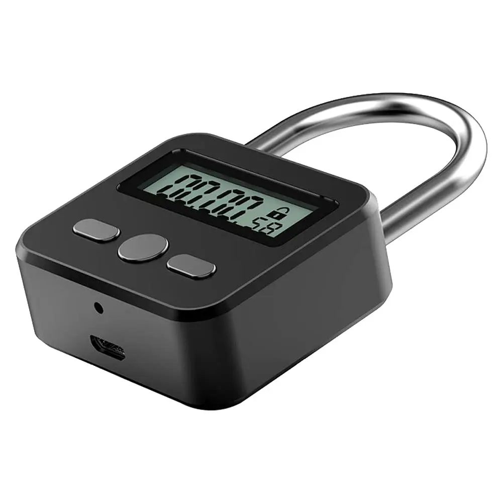 Tookie Metal Timer Lock with LCD Display, USB Rechargeable, 99 Hours Max Timing | Heavy Duty Electronic Time Out Padlock (Black) - view 3