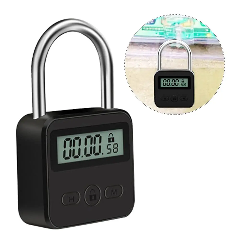 Tookie Metal Timer Lock with LCD Display, USB Rechargeable, 99 Hours Max Timing | Heavy Duty Electronic Time Out Padlock (Black) - view 4