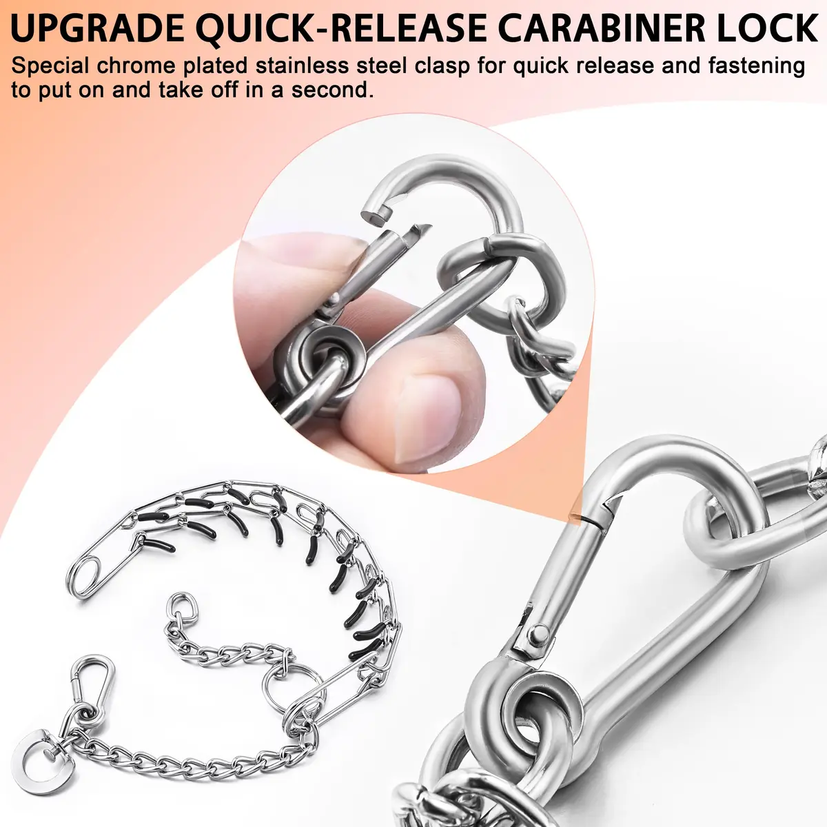 DEYACE Stainless Steel Prong Collar for Dogs with Quick Release Buckle, Adjustable Size (8.5"-10.5" Neck Girth) - view 4