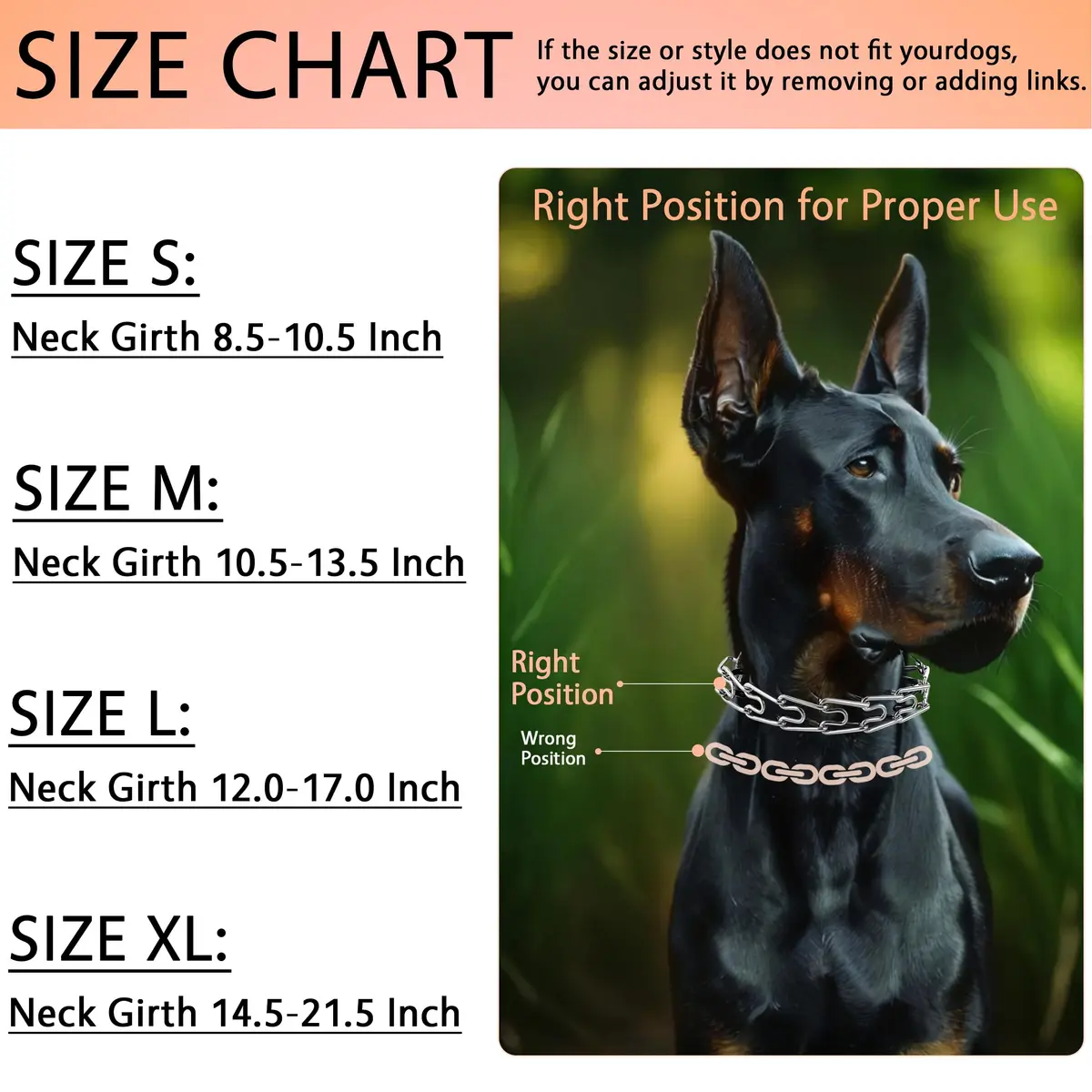 DEYACE Stainless Steel Prong Collar for Dogs | 2.27 kg (5 lb) Neck Girth 10.5"-13.5" (27-34 cm) - view 6