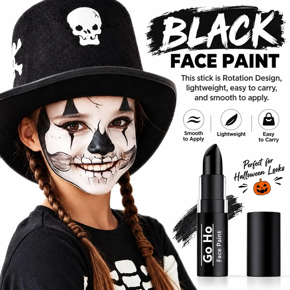 Go Ho Makeup Clown Black Cream-Blendable Stick | Face & Body Paint for SFX, Cosplay, Halloween - view 2