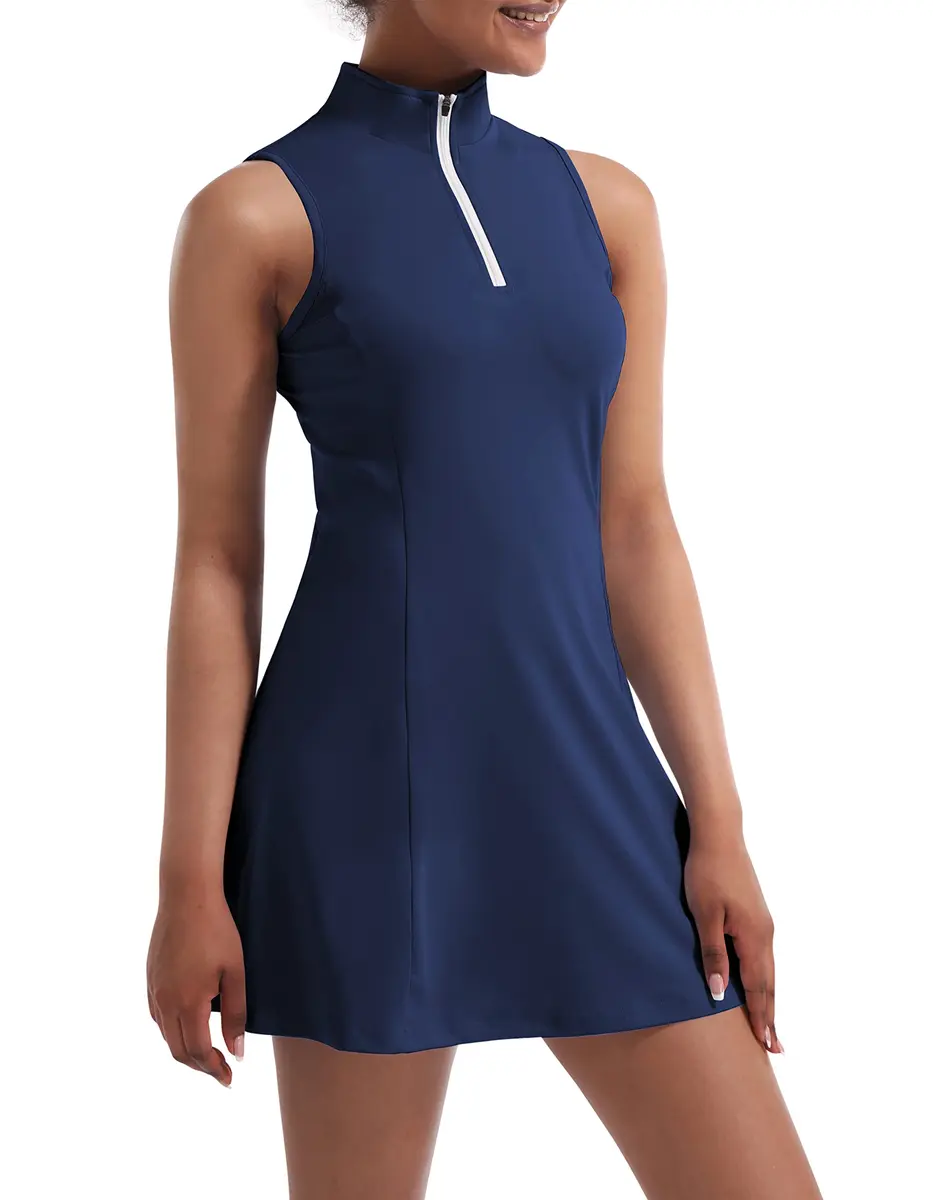CUGOAO Women's Tennis Dress with Built-in Shorts & Pockets | Dark Blue Small - view 5