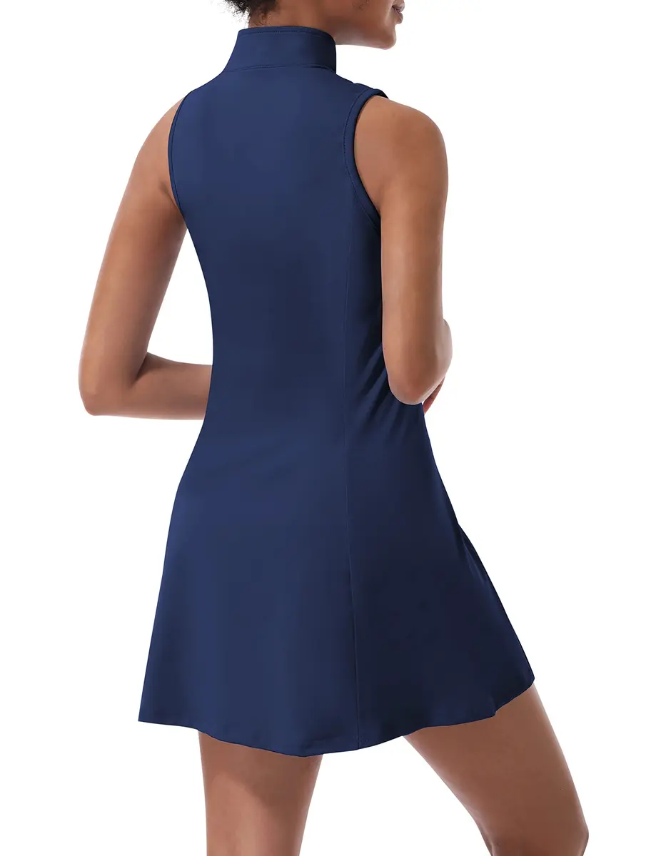 CUGOAO Women's Tennis Dress with Built-in Shorts & Pockets | Dark Blue Small - view 2