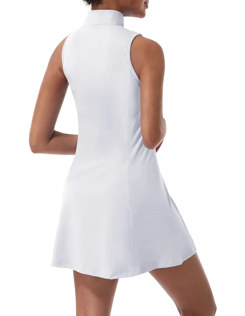 CUGOAO Women's Tennis Dress with Inner Shorts & Pockets | Large White - view 2
