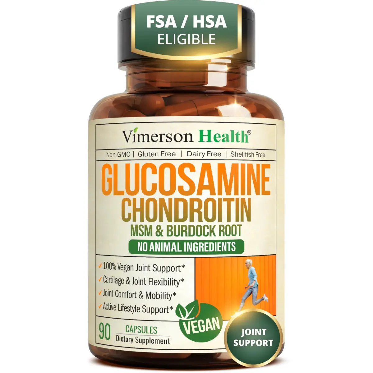 Vimerson Health Vegan Glucosamine Chondroitin MSM Joint Supplement 90 Capsules | Supports Cartilage & Mobility - main product image