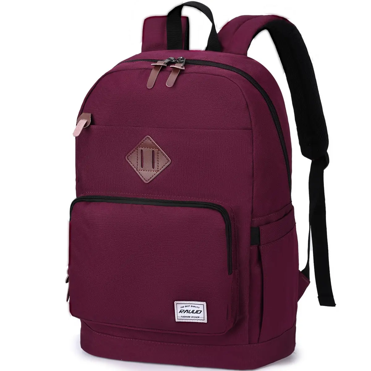 RAVUO School Backpack 19L Water Resistant 15.6" Laptop Bookbag with Anti Theft Back Pocket, Burgundy | 10 Pockets for Teen & Adult Use - main product image