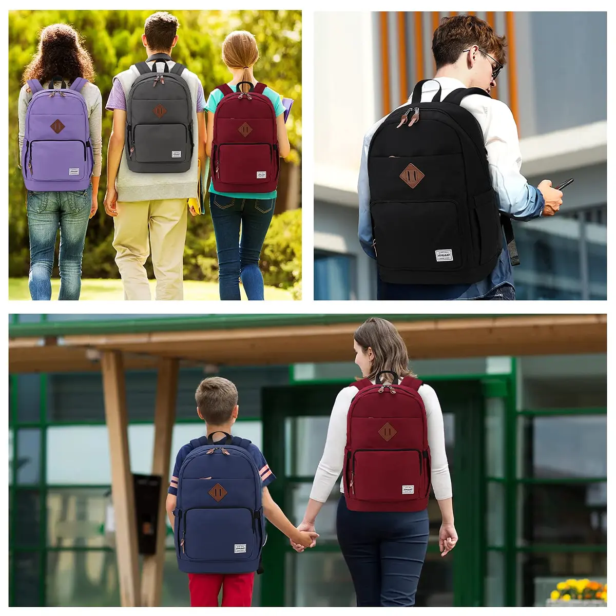 RAVUO School Backpack 19L Water Resistant 15.6" Laptop Bookbag with Anti Theft Back Pocket, Grey - view 7