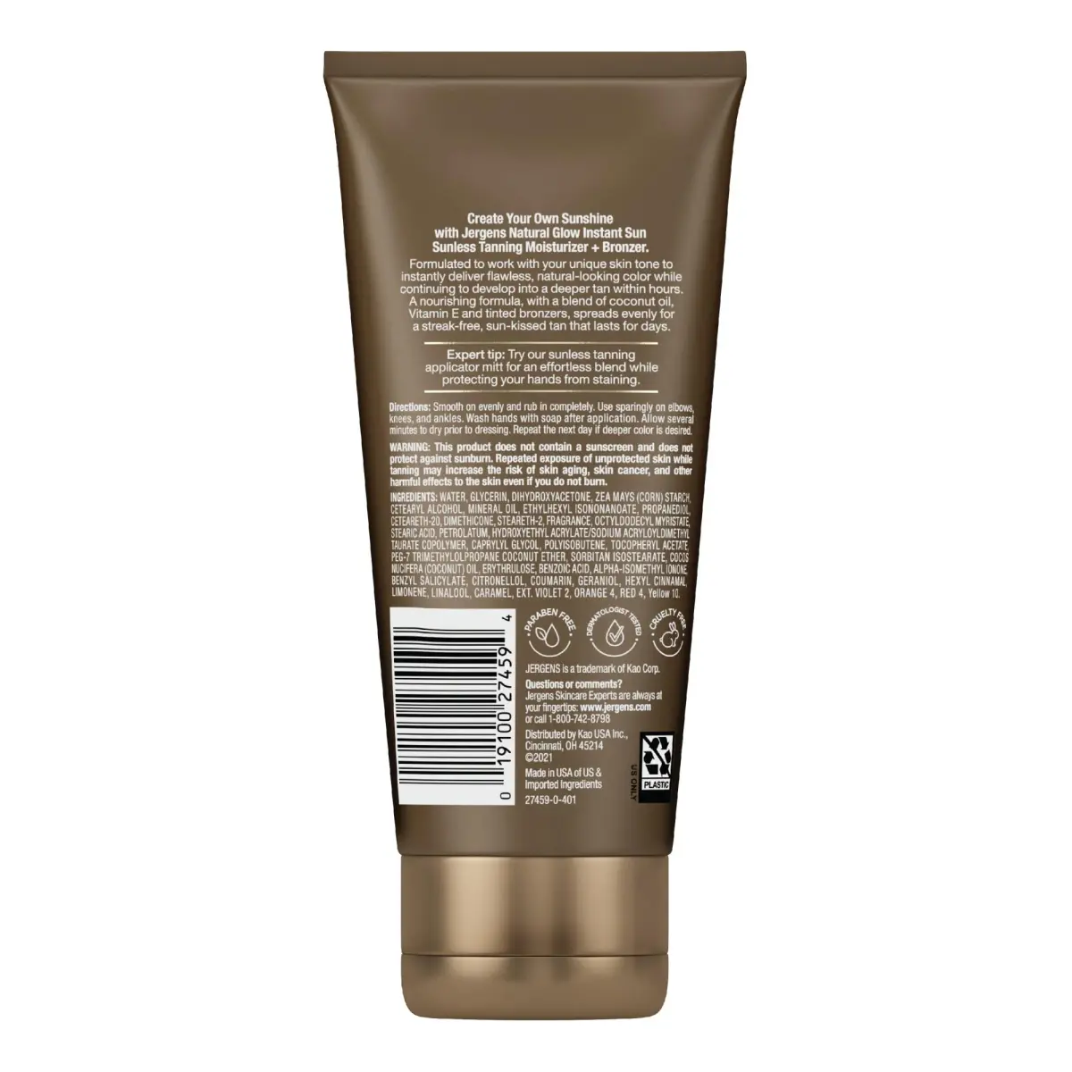 Jergens Natural Glow Instant Tanning Moisturizer Deep Bronze 177ml (6 fl oz) | Streak-Free Sunless Tan - view 8