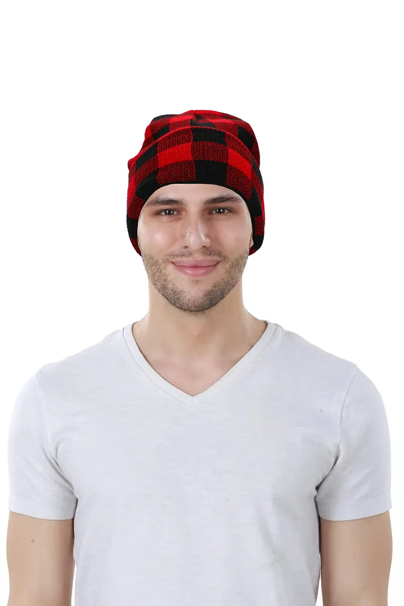 KBETHOS KBW-285 BLK-RED Classic Beanie Hat | Unisex Acrylic Knit for Cold Weather - view 3