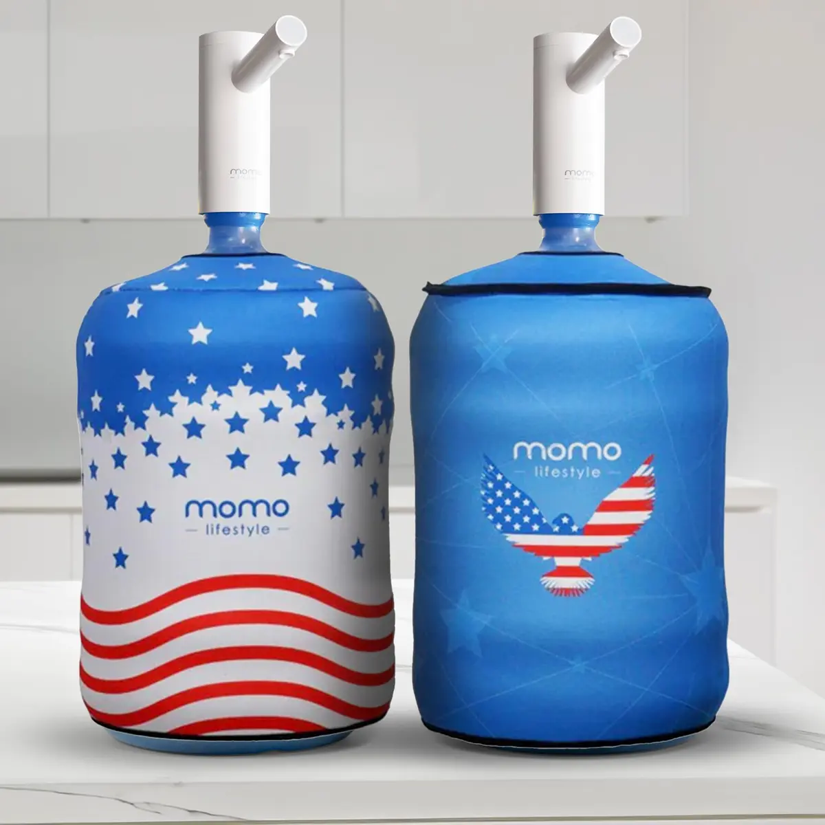 Momo Lifestyle 5 Gallon Water Jug Cover - Insulated Neoprene - Blocks UV Rays - Reversible Double Sided | Stylish & Durable - view 2
