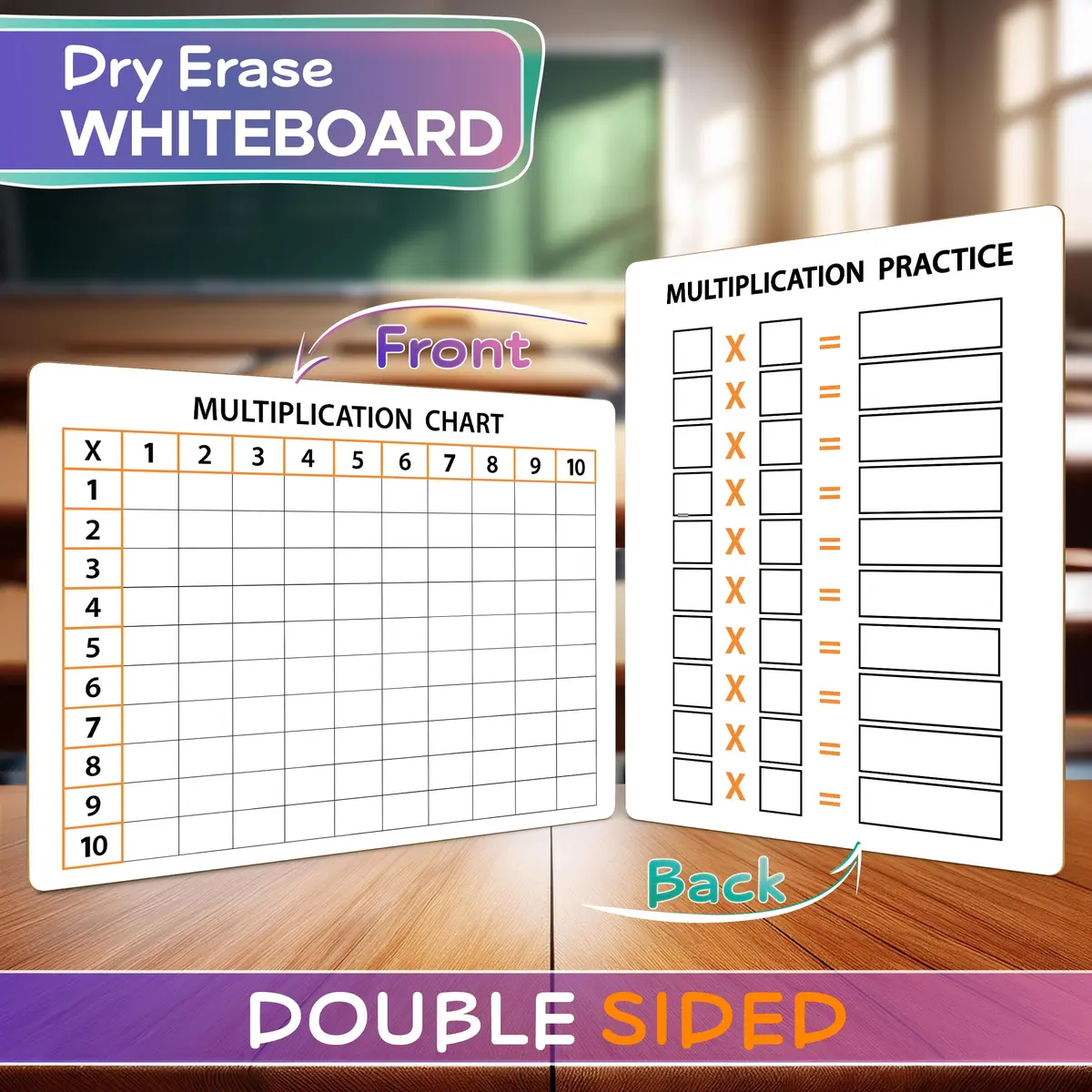 Scribbledo Multiplication Chart Dry Erase Board 9x12 | Double Sided Portable Whiteboard for Grade 3-5 - view 3
