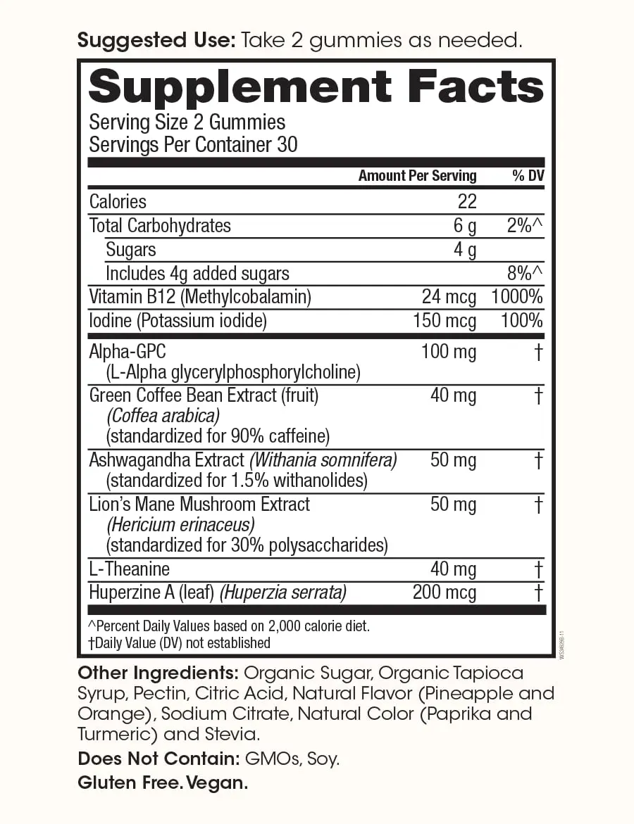 Winged Wellness Rise Up, Energy & Focus Gummies for Women, 180 Gummies | Vegan Brain & Energy Support - view 8